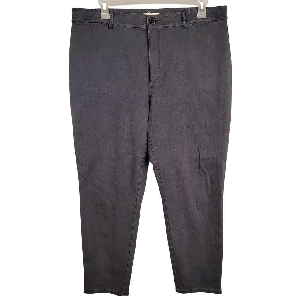 NWT LOFT Womens SZ 18 Curvy Slim Pants Charcoal Grey Cotton Blend Office Core